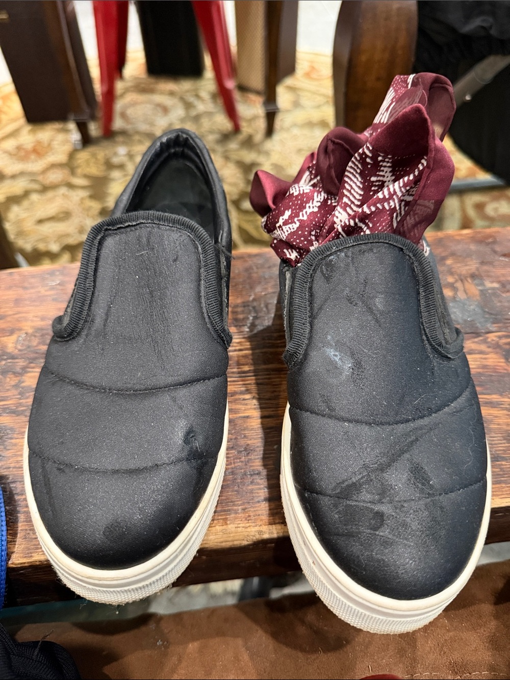 Barneys black leather slip on‎ sneakers size 37